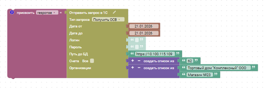 Результат сохранения формы в блоке